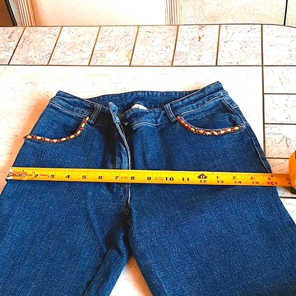 VINTAGE women's Jeans, New pair from Cache, sz 0..floral ,beading design - Picture 10 of 14